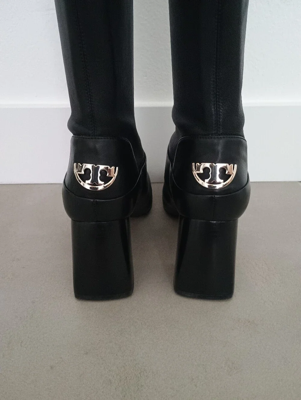 Tory Burch Sidney 70MM Stretch Nappa Leather Boots, Black Size 8 US